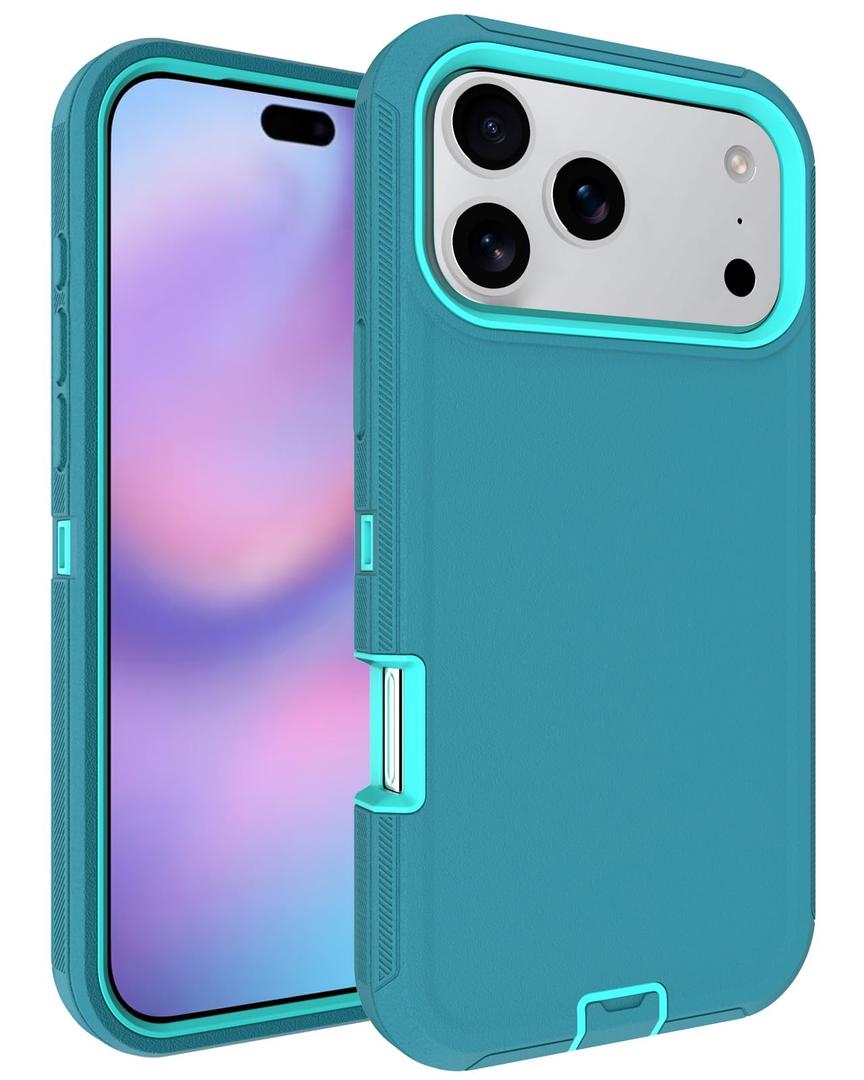 Aliruke for iPhone 17 Pro Max Case with Port Cover, Rubber Matte, Teal