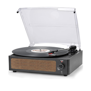 Vinyl Record Player with Speakers Vintage Turntable for Vinyls Records Belt-Driven Turn Table Support 3-Speed, Wireless Playback, Headphone, AUX-in, RCA Line LP Phonograph for Sound Enjoyment Black