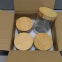 DRKIO 16 Oz Overnight Oats Containers with Bamboo Lids - 4 Pack Glass Storage Jars with Airtight Lids Wide Mouth Mason Food Jars Great for Meal Prep Salad Chia Pudding Snacks Yogurt Sugar Spice Cereal