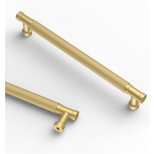 Asidrama 10 Pack 7.5 Inch(192mm) Brushed Gold Cabinet Pulls Knurled Kitchen Cabinet Handles, Cabinet Pulls Kitchen Cabinet Hardware for Cupboard Drawer Pulls