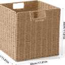 12x12x12in Wicker Storage Baskets for Shelves, Set of 2 Hand-Woven Paper Rope Wicker Basket,Foldable Cube Storage Bins, Natural Color Storage Cubes, Square Baskets for Organizing Decor