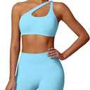 ABOCIW Workout Sets for Women Crossover High Waist Biker Shorts One Shoulder Sports Bra 2 Piece Gym Yoga Outfits, XS