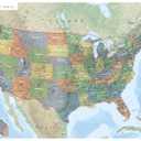 GeoMetro - Large Wall Map of the United States (39 x 55 inches) Full Lamination, all 50 States, Timezones, Interstates