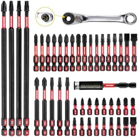 GEINXURN Impact Tough Magnetic Mixed  Insert Driver Bits, S2 Alloy Steel Screwdriver Power Bits Set with  Impact Magnetic Bit Holder and Mini Wrench