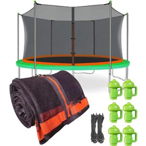 Jump Tastic Trampoline Net Replacement with 6 PoleCaps, 12-15 ft Round Safety Trampoline Net, UV-Resistant, Weather-Resistant, Breathable, Durable (Not Include Poles) (Fits for 15Ft Frame)