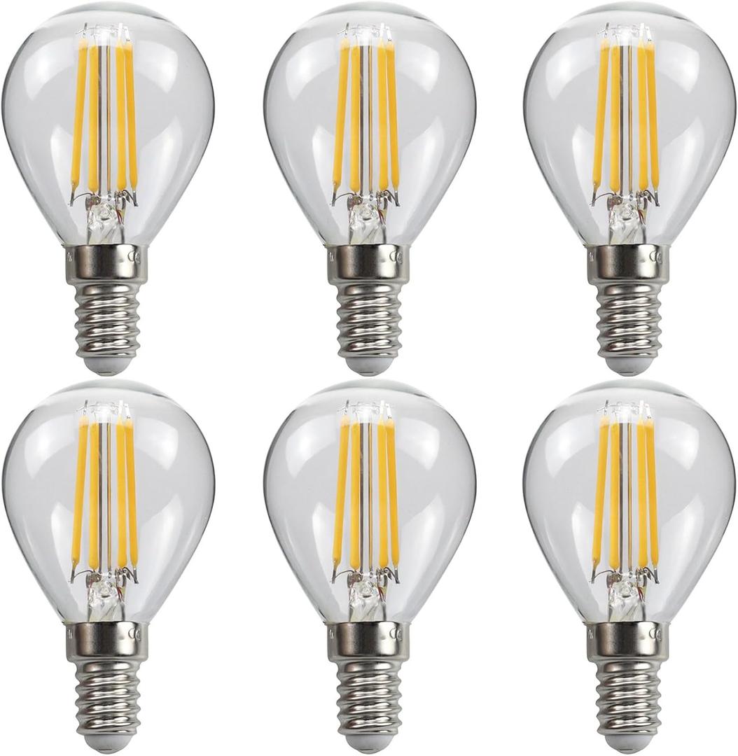6- Pack G45 4W Mini Globe LED Bulbs, E14 LED Light Bulb 40W Equivalent, Warm White 2700K for Table Lamp, Wall Lamp, Desk Lamp, 600lm, AC110V, E14 Base, Non-dimmable