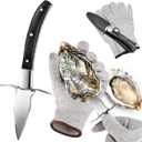 Professional Oyster Shucking Knife, 2CR13 Stainless Steel Oyster Knife, Sturdy Sharpness Opener for All Kinds of Shells, and Level 5 Cut Resistant Glove (XL)