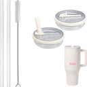 32 oz Tumbler Flip Straw Lid Replacement Fit for HydroJugOnly,2 Pack Leak Proof for HydroJug Lid Replacement Spill Proof Reusable Tumbler Cover Compatible with 32oz Cup Accessories (Cream)