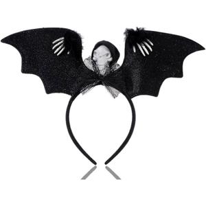 Spooky Bat Headbands for Halloween-With Black Skull & Bow Hair Accessories for Women Girls, Halloween Party Headbands, Costume for Cosplay, Trick or Treat