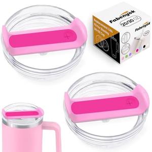 Fabenyok 20 OZ 30 OZ Tumbler Lid Replacement Fit for Stanley Cup H2.0, 2 Pack Clear Replacement Lids Fit for Stanley Cup Accessories (Hot Pink)