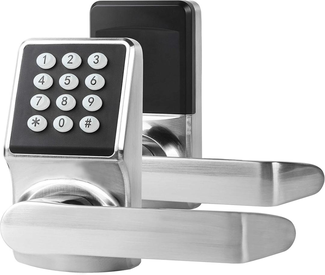 Cielsa Dawn Electronic Door Lock with Door Handle, Keypad Door Lock with Handle, Smart Locks for Front Door Keyless Entry Digital Knob with Code-Fob-Key(Brushed Nickel, 1pack)