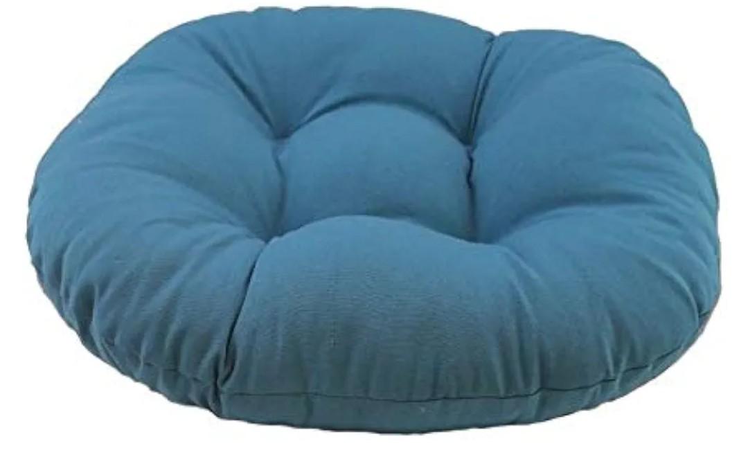 Blazing Needles Solid Twill Round Footstool Cushion, 18", Natural