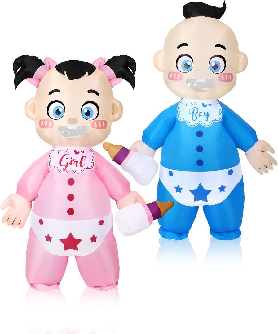 Poen 2 Pcs Inflatable Blow up Costume for Adult 96'' Baby Costume for Baby Shower Cosplay Gender Reveal Party (Black)