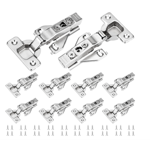 10 Pack 1/2'' Overlay Face Frame Soft Close Hidden Cabinet Hinges, 105 Degree 3D Adjustable Clip On Plate Concealed Kitchen Cupboard Door Hinges with Screws