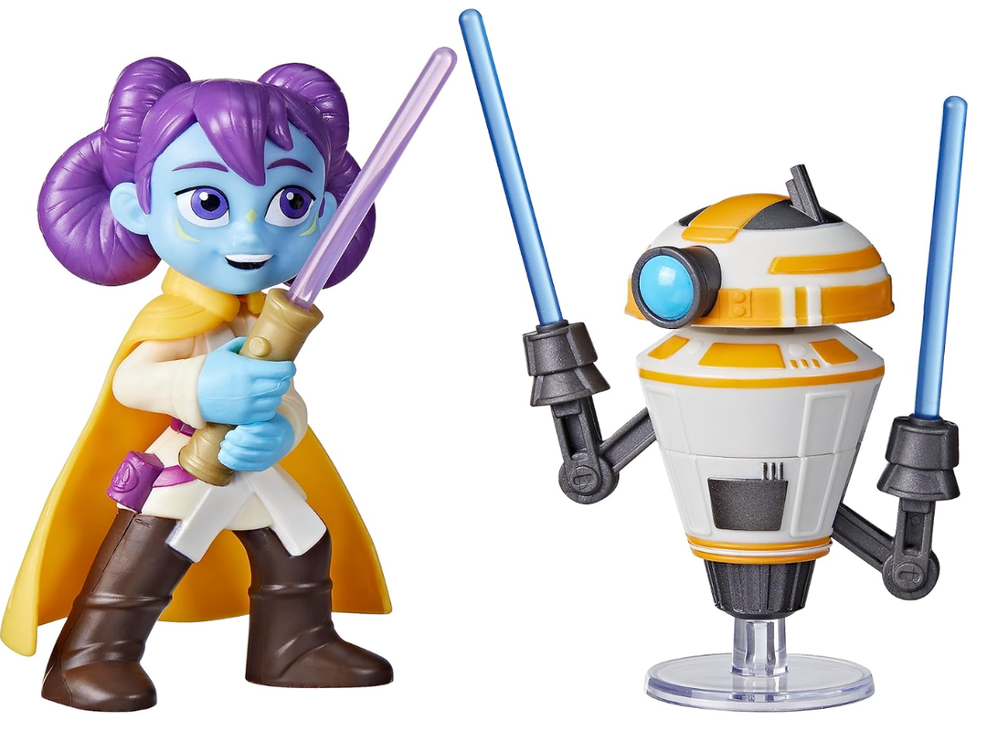 Star Wars: Young Jedi Adventures Pop-Up Lightsaber Duel, LYS Solay & Training Droid Action Figures, 4-Inch Scale Toys, Preschool Toys for 3 Year Old Boys & Girls (2 Pack)