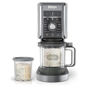 Ninja CREAMi Deluxe Treat Maker, Ice Cream and Frozen Desserts, Sorbet, Milkshakes, Yogurt and More, 11-in-1 Programs, XL Capacity, Includes Two 24-oz Family-Size Tubs, Silver, NC501