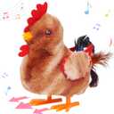 Hopearl Walking Chicken Pet Crow Chick Interactive Electronic Plush Toy Farm Animals Animated Gifts for Toddlers Birthday, Brown, 8''