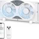 Comfort Zone 9" Smart Reversible Twin Window Fan with WiFi & Remote Control | 3-Speed Exhaust, Intake & Circulate Functions | Adjustable 23.5" to 37" Width | Works App (iOS/Android)