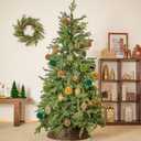 WDS WONDROUS Christmas Ball Ornaments Gold - Set of 8 Striped Glass Neutral Christmas Ornaments Set, Vintage Rustic Christmas Decor for Xmas Tree Home Party Holiday Farmhouse (Brown and Clear)