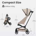 QPlay Travel Stroller for Baby & Toddlers Ages 6 Months to 4 Year Old 9.48lbs Lightweight & Ultra-Compact Umbrella Stroller with One-Hand Fold, Airplane Carry-on Size, Reclining Seat (Beige)