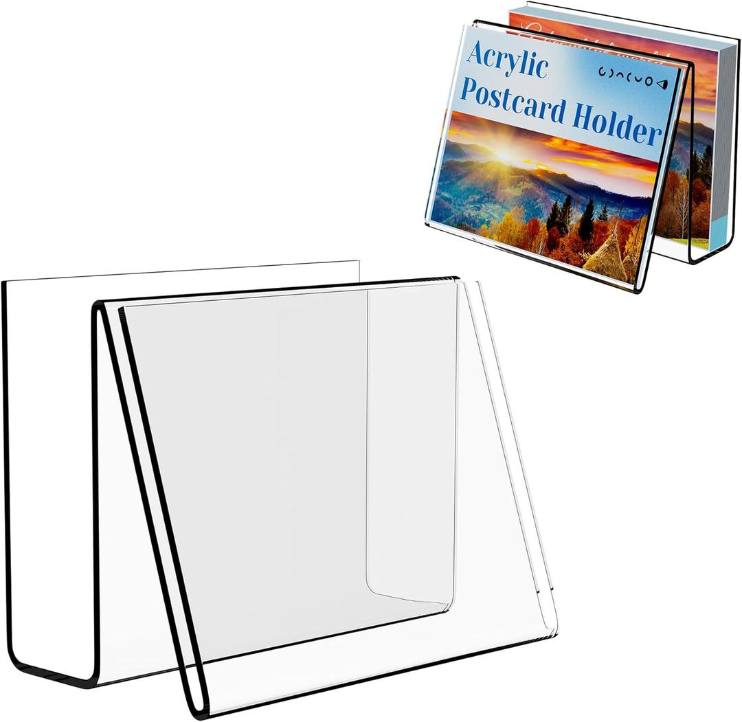 Boloyo Acrylic Vertical Postcard Display Holder,4 x 6 inch 1PC Clear Card Display Stand Easel Tablet Holder for Postcard Greeting Recipe Index Business Memory-Note Card, Artworks (Horizontal, 1PC)