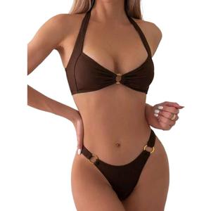 Bikini Split Hollow Sexy hot Girl Beach Back Swimsuit (Medium)
