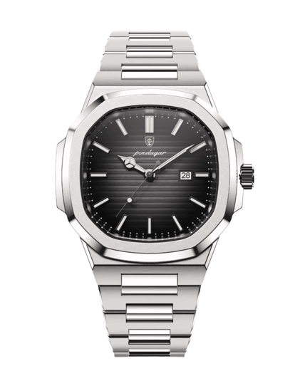 Poedagar  NAUTILUS Men Movement Watch , Stainless Steel Strap Business Watches (Black)