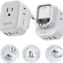 EPICKA Hybrid European Travel Plug Adapter,2-Pack Foldable Detachable Type C (EU) VisaPlug, 8-in-1 International Power Adapter with 4 USB Ports (2 USB-C PD 20W), US to Europe