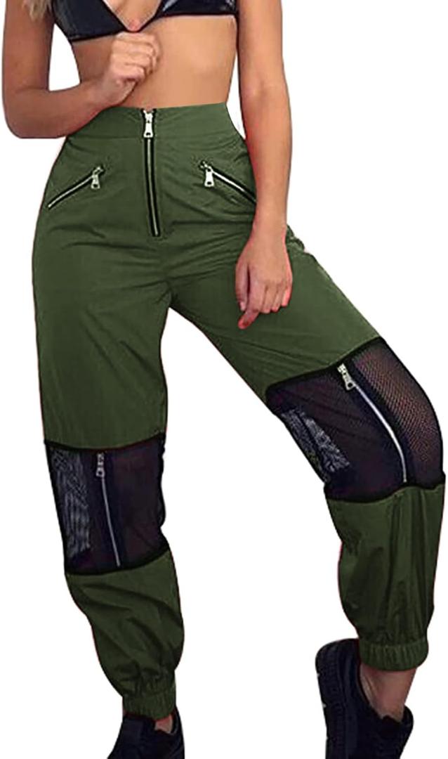 GUOLEZEEV Women Mesh Stitching Jogger Pants Relax Fit Fashion Hiphop Dance Trouser XL GUOLEZEEV Women Mesh Stitching Jogger Pants Relax Fit Fashion Hiphop Dance Trouser XL