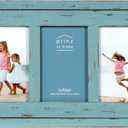 Prinz Homestead Blue Three-Picture Frame, 4 x 6 Distressed Wood Collage Frame, Wooden Rustic Decor, Two-Way Easel, Can Be Wall-Mounted