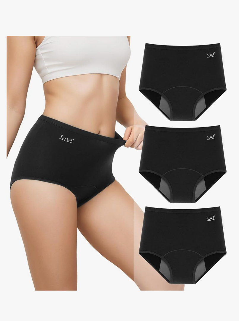 Underwear for Women Heavy Flow Leakproof High Waisted Cotton Panties Postpartum Menstrual Briefs 3 Pack L