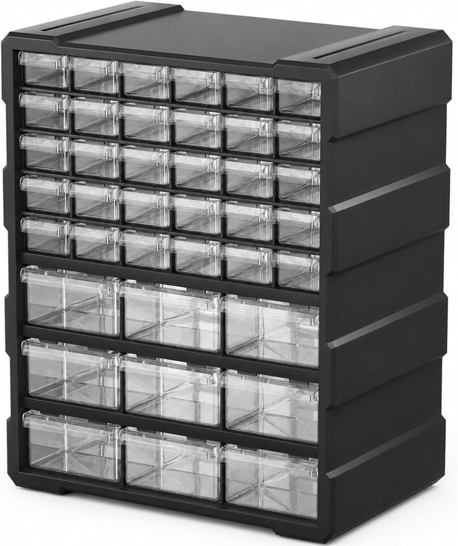 SSRTK Drawer Organizer for Garage Building Bricks Storage,Thicker Craft Organizers Storage with Dividers Labels for Hardware,Screws,Nuts Bolts,Teacher Toolbox,Charms,Beads,Craft,Scrapbook