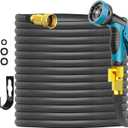 Garden Hose 25 ft, Lightweight No-Kink Leakproof Water Hose with 10 Functions Spray Nozzle and 3/4" Brass Connectors, for Lawn Watering, Floor Cleaning, and Car Washing, Black Blue