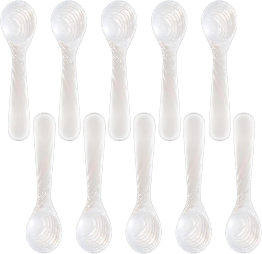 Patelai 40 Pieces Set of Caviar Spoons Mother of Pearl Spoons with Handcraft Round Handle for Caviar, Egg, Ice Cream, Coffee, Kitchen, Restaurant Serving for Valentine Favors (7cm/2.75 Inch)