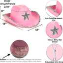 Funcredible Blue Cowgirl Hat  Blue Cowboy Hat with Silver Star - Rodeo Outfit for Women Cowgirl Costume Accessory (Pink)