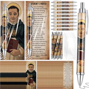 Weekgrat 30 Sets St Thomas Aquinas Prayer Gifts Ballpoint Pens and Prayer Card Saint of Students and Teachers Patron of Academics Gifts Prayer Board Church Supplies