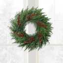 26 Inch Pine Wreath Christmas Wreaths for Front Door Real Touch Large Wreath Artificial Cedar Green Wreaths for Walls Windows Porches Farmhouse Indoor Outdoor Xmas Winter Holiday Home Decor