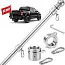 ZMTECH 5FT One Piece Heavy Duty Stainless Steel Flag Pole for Outside House,Flag Pole for Truck,Jeep,Porch,RV,Boat,Wall & Vehicle Use Silver(Without Bracket)