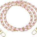 MECCANIXITY Purse Chain Strap, 39 Inch PU Leather Purse Handle Strap Replacement DIY Chain Strap with Zinc Alloy Buckle for Crossbody Bag Shoulder Bag, Pink