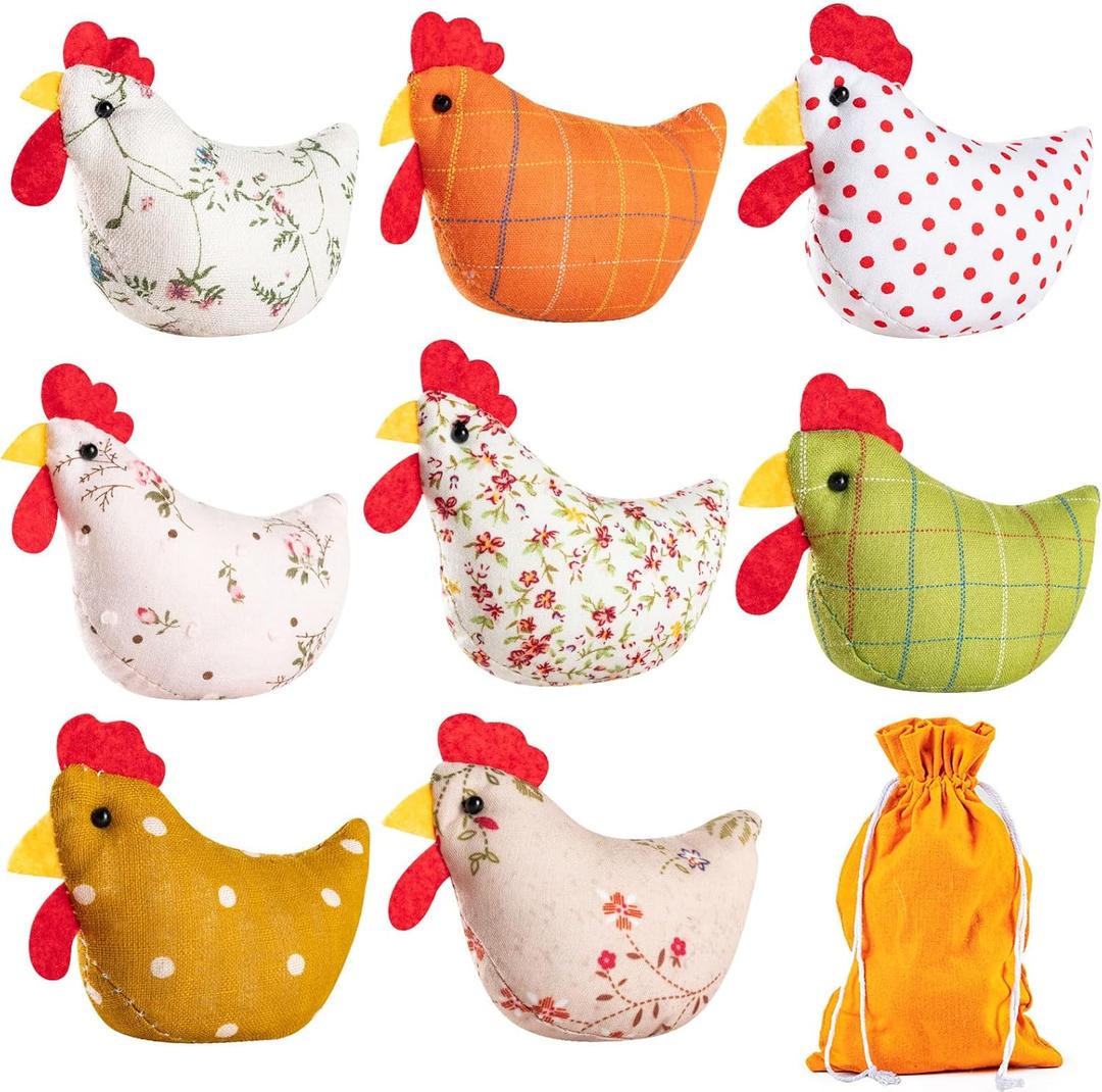 8PCS Chicken Bean Bags Toss for Kids, Nylon Cornhole Bean Bags for Tossing with 1 Carry Bag, Hen Bean Bags for Cornhole Toss Game Set, Party Favor, Carnival Game, Outdoor Toys Supplies