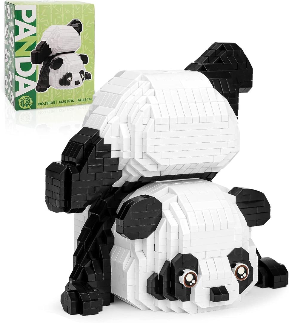 Cute Panda Mini Building Blocks Sets for Goodie Bags, Not Compatible with Lego Animals, 1325 PCS Micro Mini Building Toy Bricks for Adults, Party Favors for Boys Girls 14+