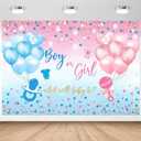Avezano Gender Reveal Backdrop Boy or Girl Sign Banner Blue and Pink Stars Dots Balloon Theme Baby Gender Reveal Party Decorations Baby Shower Party Supplies (82.6 x 59.1 Inch)