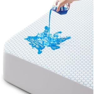 GROOSE Cooling Mattress Protector Full Waterproof Fitted Sheet Elasticized Mattress Pad Cover 8"-21" Deep Pocket Mattress Cover with Elastic Rubber Band（54"-75"