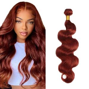 Color 33 Bundles Human Hair Copper Red Body Wave Bundles 20 Inch Huxowax Peruvian Virgin Remy Hair Extensions Auburn Body Wave Bundle Double Weft Hair Weave 50g