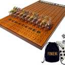 Horse Racing Game for Adults - 11 Luxurious Metal Horses (Silver, Black, Rose Gold), 16" Dark Pine Wood Race Board, Dice & Card Included (Dark Color)