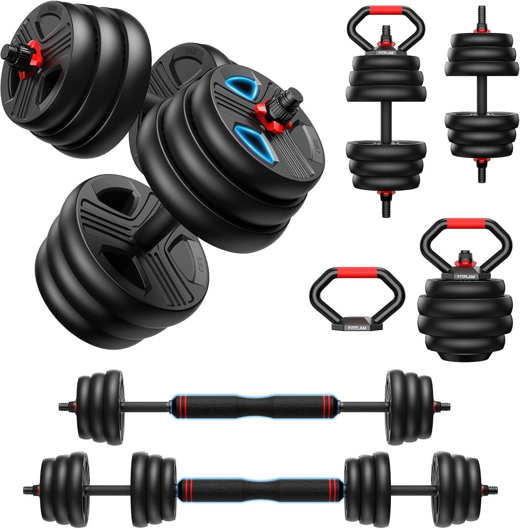 Adjustable dumbbell set, 45 lbs Free Weights set with upgraded nut, 5 in 1 Weight Set Used as Kettlebells, Barbell, Push up Stand, Fitness Exercise for Home Gym Suitable Men/Women