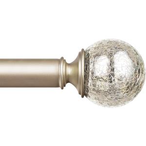 KAMANINA Curtain Rods for Windows 32 to 144 Inches (2.6-12ft), Adjustable Champagne Gold Curtain Rod 66 to 144 Inches, 7/8 Inch Decorative Rod with Crackle Glass Finials