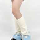 Leoparts Women's Y2K Leg Warmer Knitted Flared Flame Print Leg Sleeves Knee High Japanese Kawaii Streetwear Leg Cover