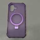 for iPhone 16 Case with Magnetic Invisible Stand [Compatible with Mag-Safe] [Military Drop Tested] Translucent Matte 16 Cover with Good Grip Curly Wave Edge for Women 6.1'', Purple