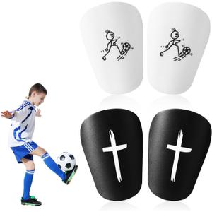 3 x Jesus Mini Anti-Slip Shin Guards - Small, Protective, Tiny Soccer Shin Pads - Miniature Football Gear for Men, Women & Youth (Black, White)